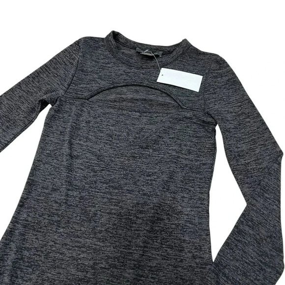 French Connection Gray Heather Sweeter Sweater Midi Dress with Cutout XS - Picture 3 of 6